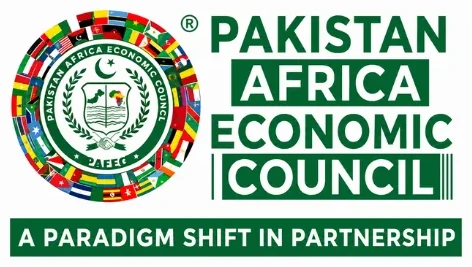 Pakistan Africa Economic Council seal surrounded by African flags