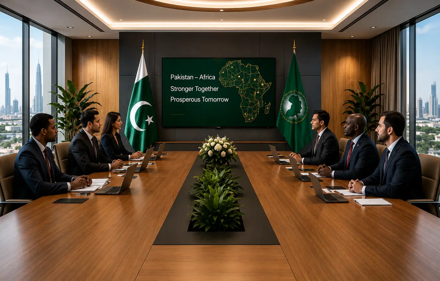 Pakistan and African business leaders meeting in a PAEC conference room